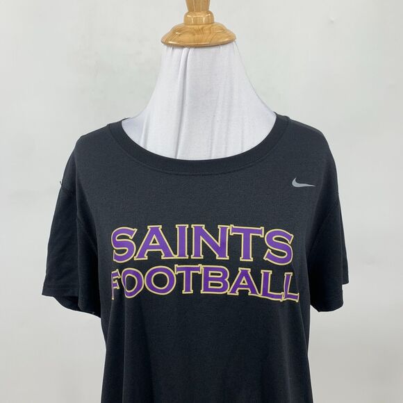 Nike Athletic Shirt Womens L Large Black Dri Fit Notre Dame Prep Saints Football - Picture 3 of 12